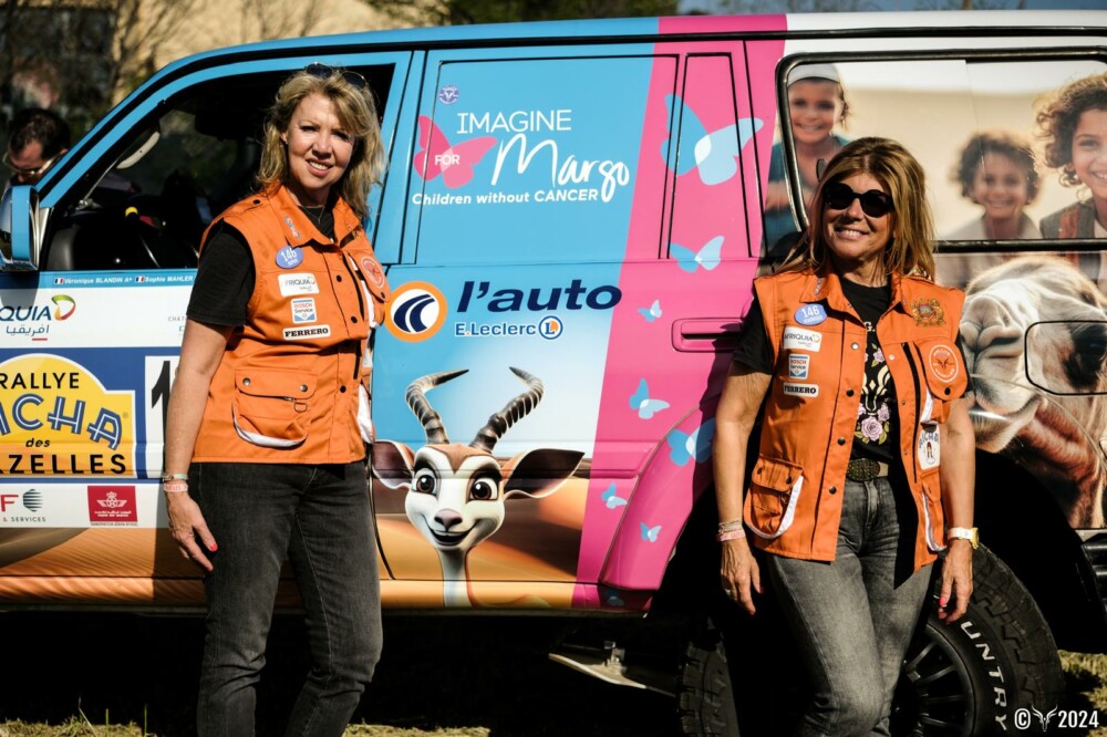 Rallye Aïcha des Gazelles 2024 au Maroc pour soutenir la recherche contre les cancers pédiatriques.
